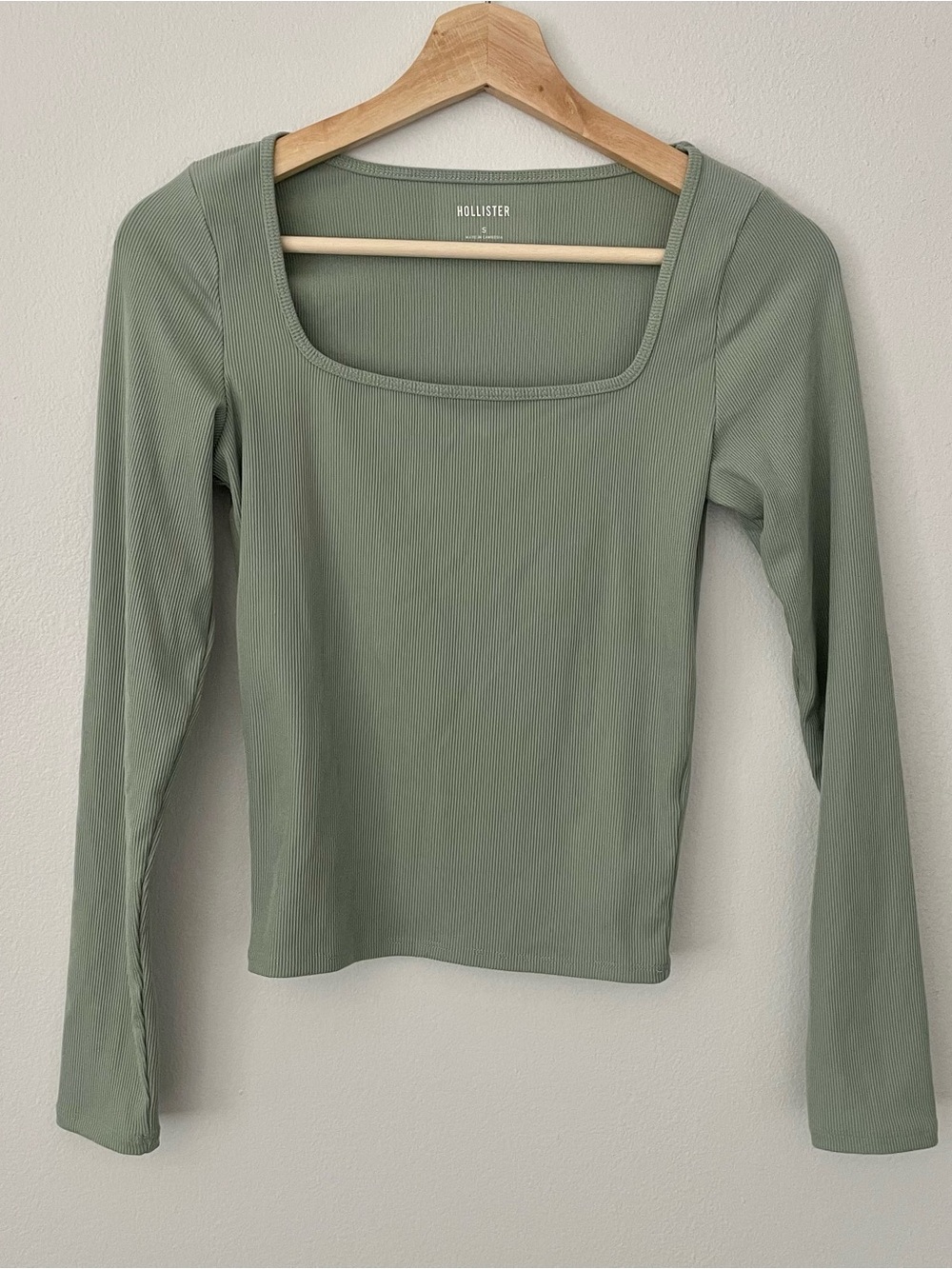 Hollister olive green square neck long sleeve top in sage green - Size S
